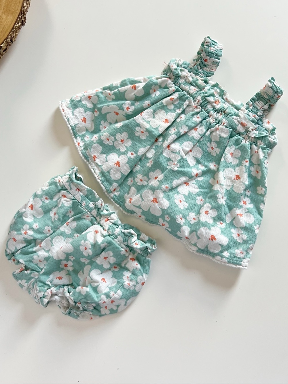 Joie Teal Daisy Tank Top Dress & Bloomer Set | 3-6m
